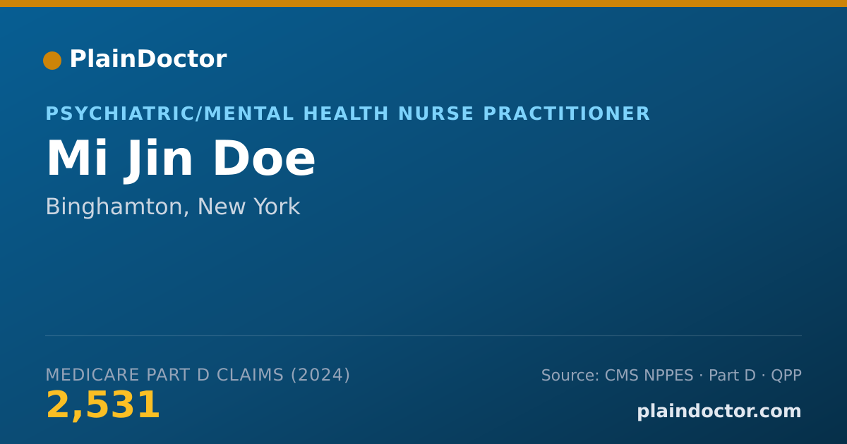 Shareable card for Mi Jin Doe - Psychiatric/Mental Health Nurse Practitioner, Binghamton, NY