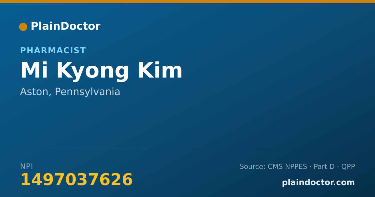 Shareable card for Mi Kyong Kim - Pharmacist, Aston, PA