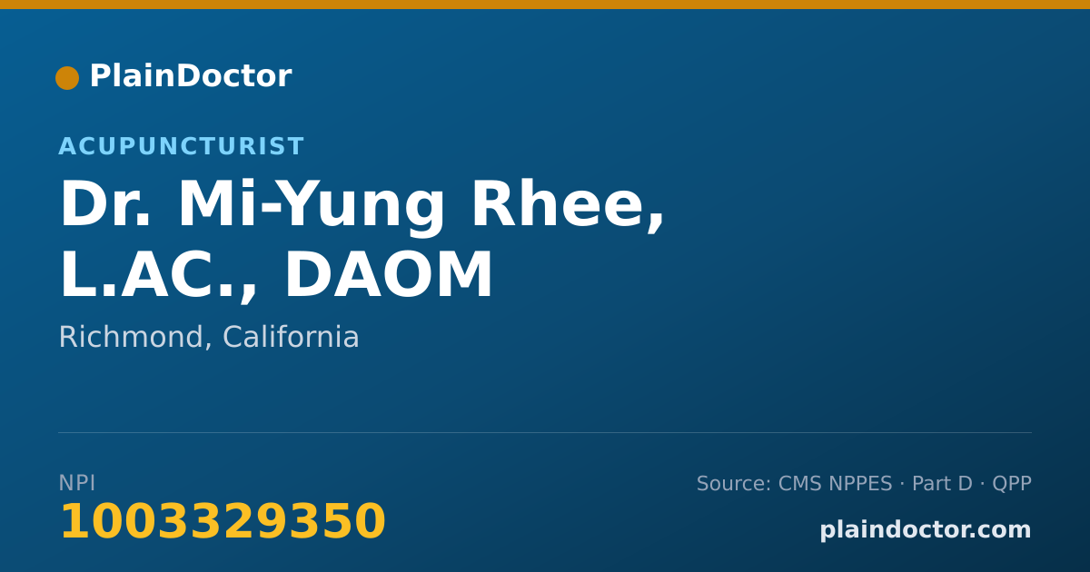 Shareable card for Mi-Yung Rhee, L.AC., DAOM - Acupuncturist, Richmond, CA