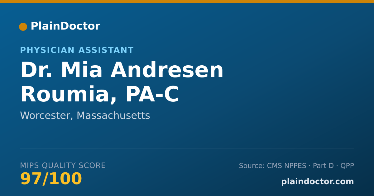 Shareable card for Mia Andresen Roumia, PA-C - Physician Assistant, Worcester, MA