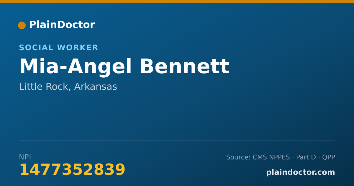 Shareable card for Mia-Angel Bennett - Social Worker, Little Rock, AR