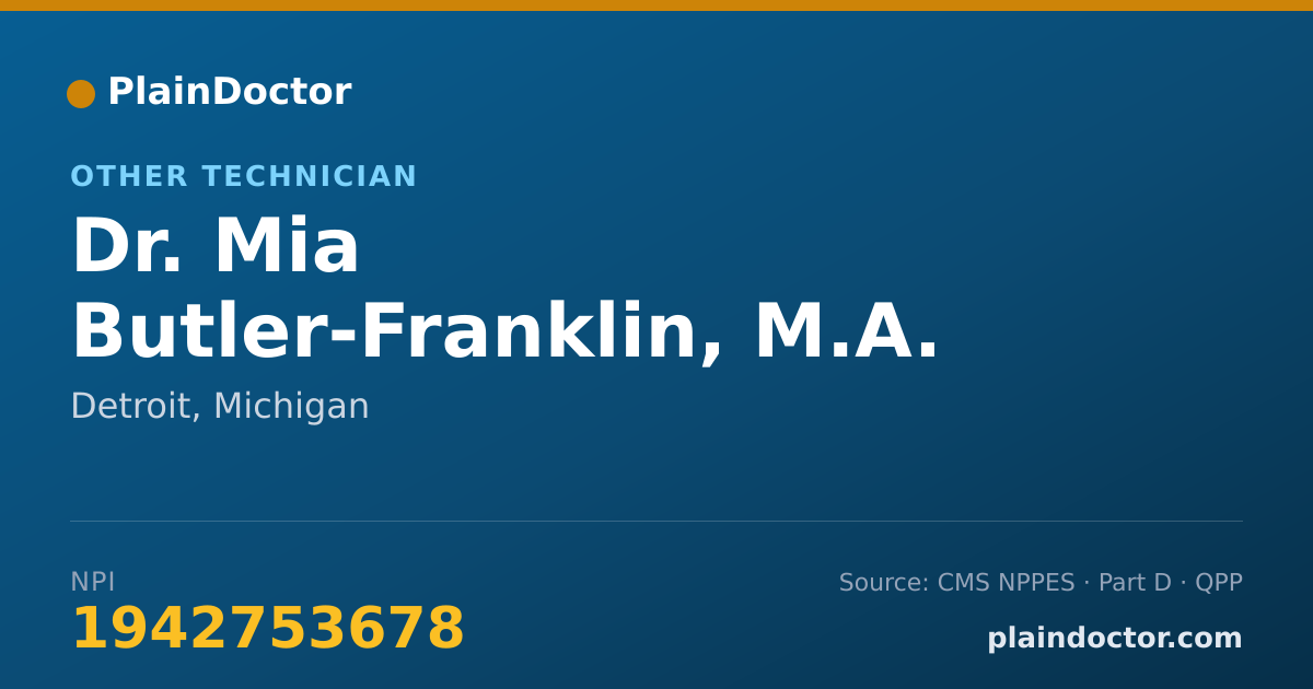 Shareable card for Mia Butler-Franklin, M.A. - Other Technician, Detroit, MI