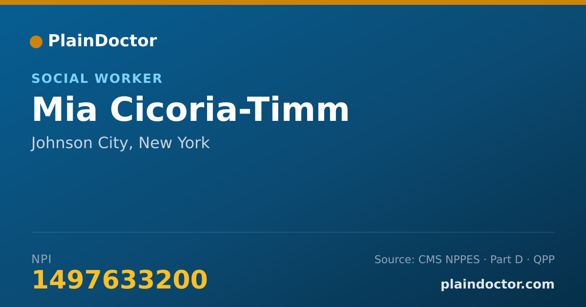 Shareable card for Mia Cicoria-Timm - Social Worker, Johnson City, NY