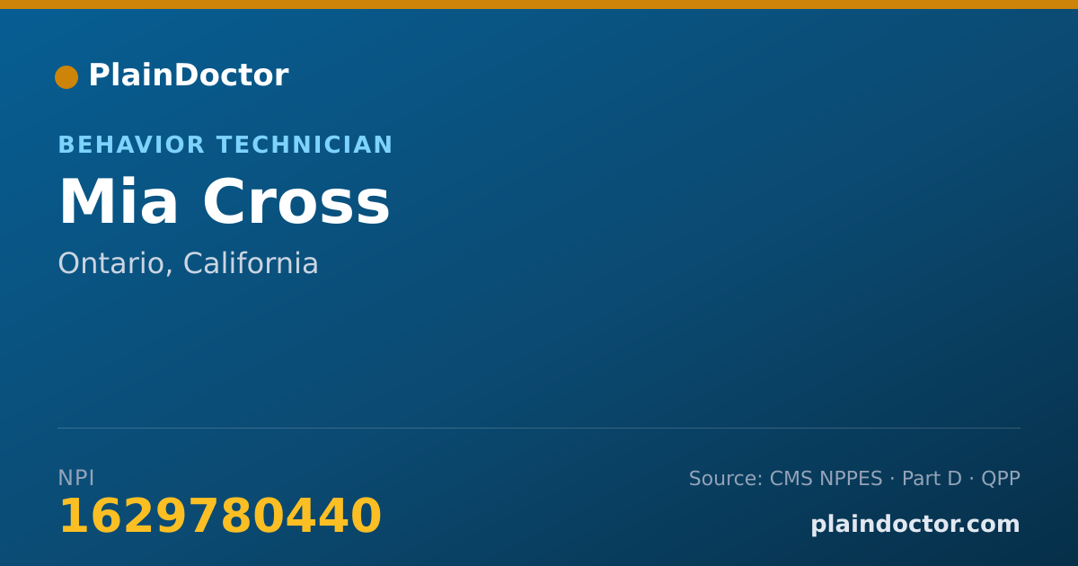 Shareable card for Mia Cross - Behavior Technician, Ontario, CA