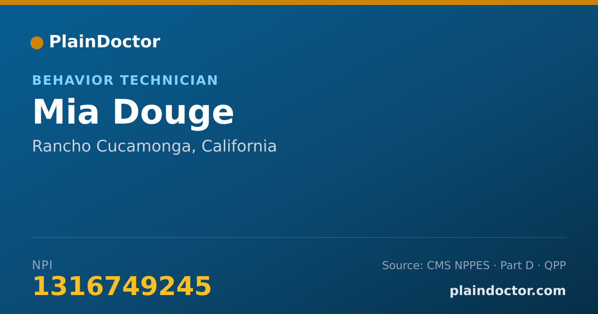 Shareable card for Mia Douge - Behavior Technician, Rancho Cucamonga, CA