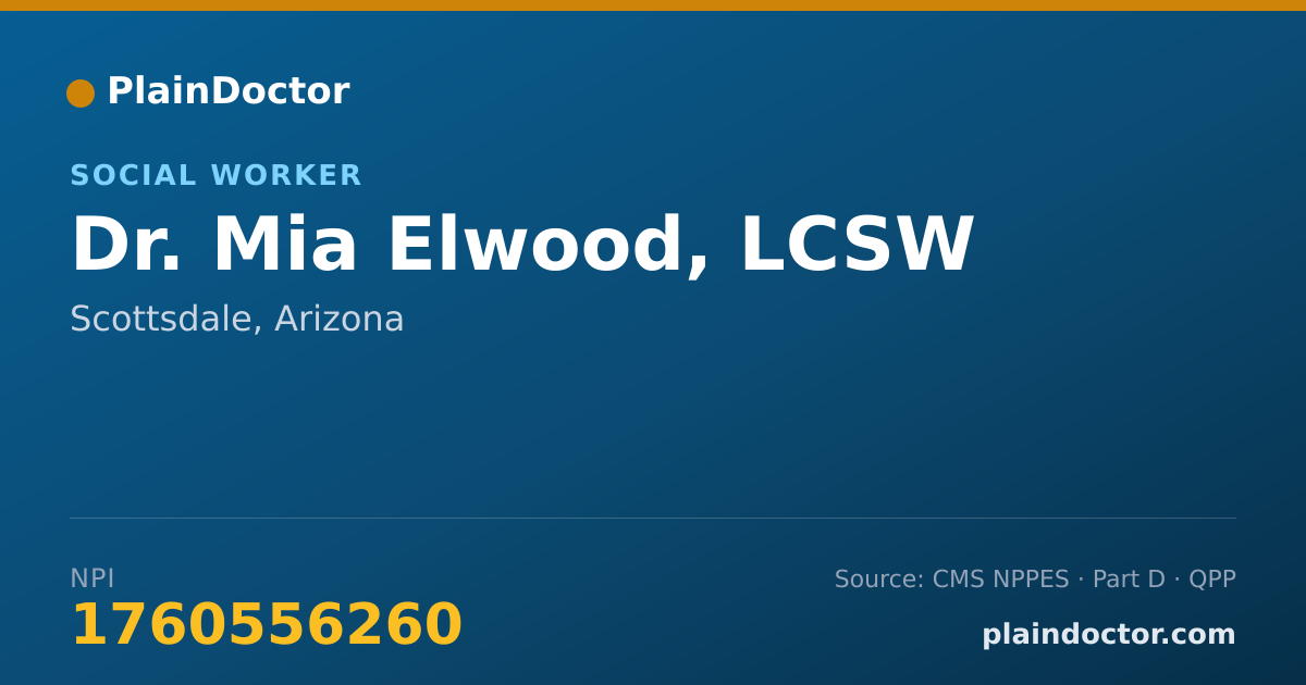 Shareable card for Mia Elwood, LCSW - Social Worker, Scottsdale, AZ