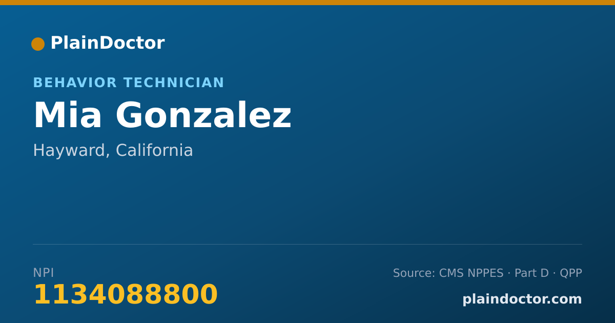 Shareable card for Mia Gonzalez - Behavior Technician, Hayward, CA