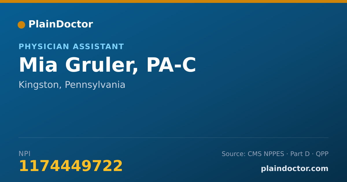 Shareable card for Mia Gruler, PA-C - Physician Assistant, Kingston, PA