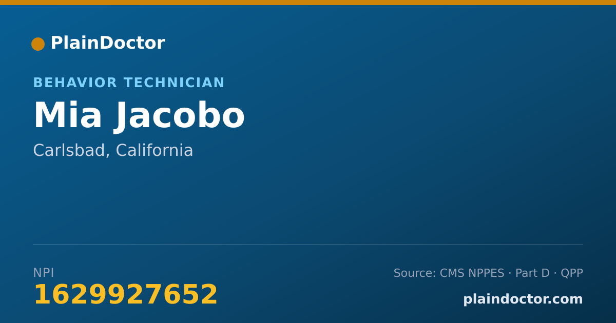 Shareable card for Mia Jacobo - Behavior Technician, Carlsbad, CA