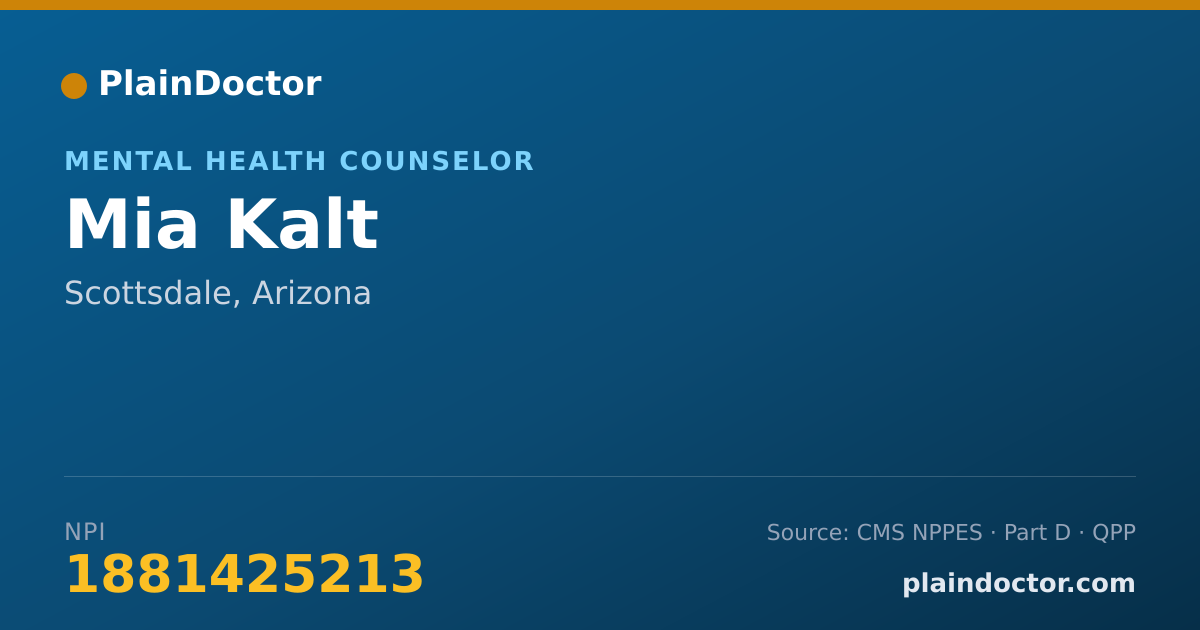Shareable card for Mia Kalt - Mental Health Counselor, Scottsdale, AZ