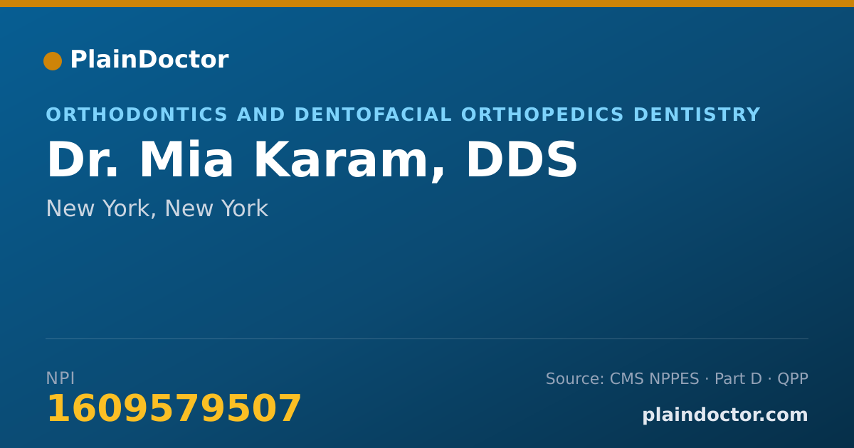 Shareable card for Mia Karam, DDS - Orthodontics and Dentofacial Orthopedics Dentistry, New York, NY
