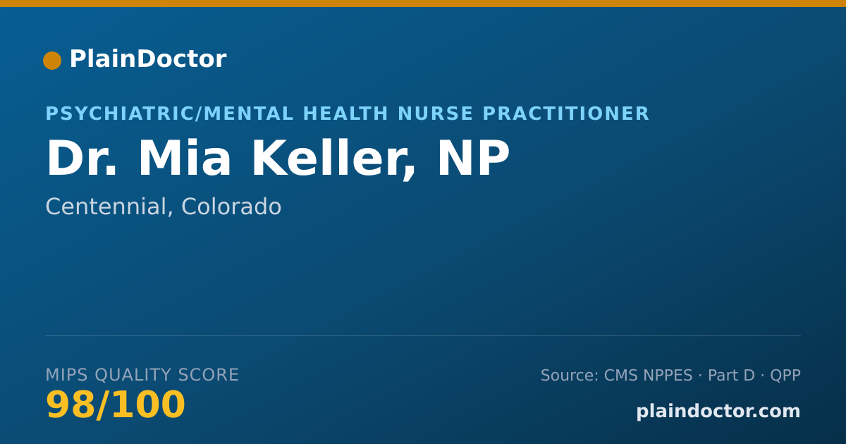 Shareable card for Mia Keller, NP - Psychiatric/Mental Health Nurse Practitioner, Centennial, CO