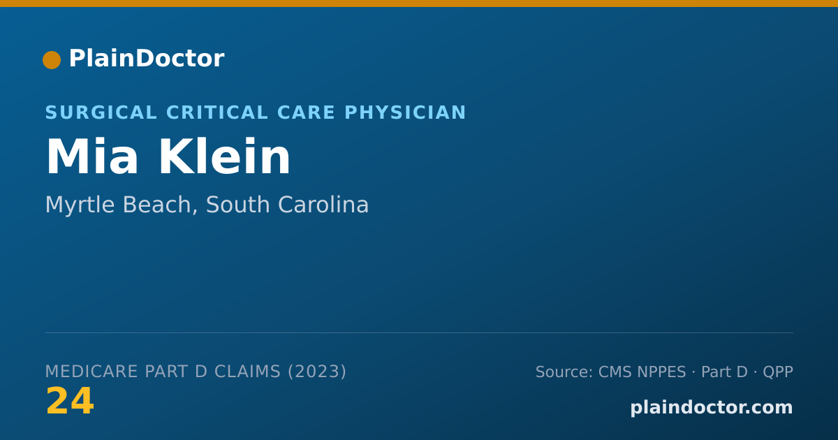 Shareable card for Mia Klein - Surgical Critical Care Physician, Myrtle Beach, SC