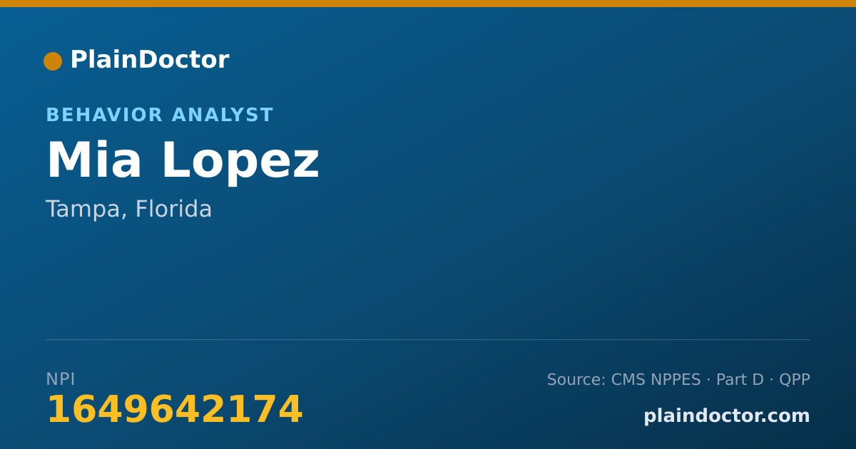 Shareable card for Mia Lopez - Behavior Analyst, Tampa, FL