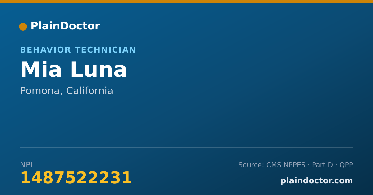 Shareable card for Mia Luna - Behavior Technician, Pomona, CA