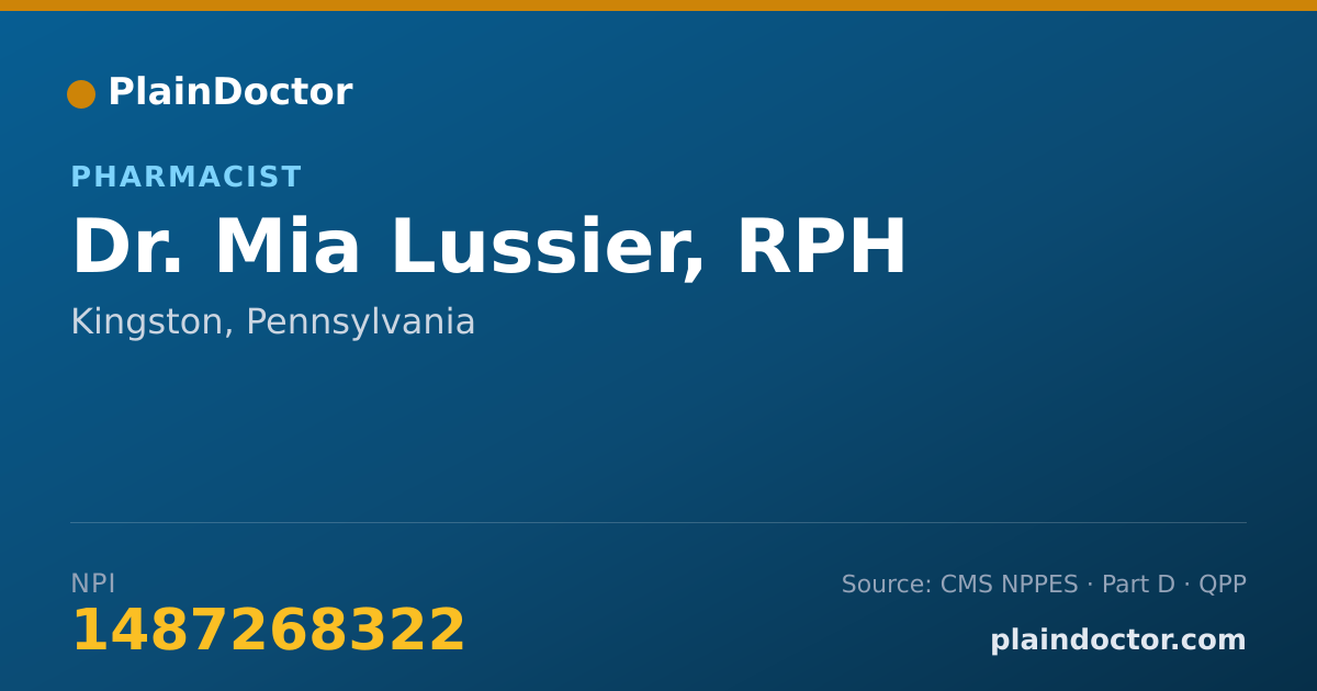 Shareable card for Mia Lussier, RPH - Pharmacist, Kingston, PA
