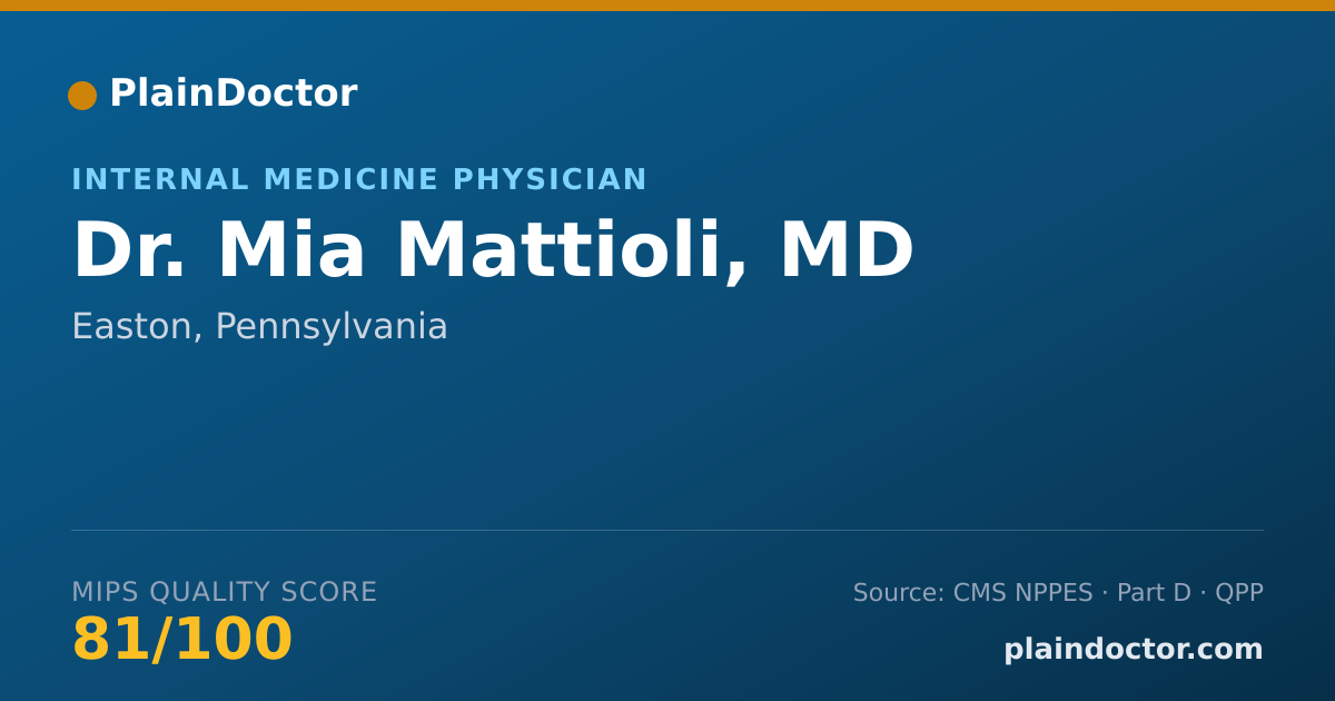 Shareable card for Mia Mattioli, MD - Internal Medicine Physician, Easton, PA