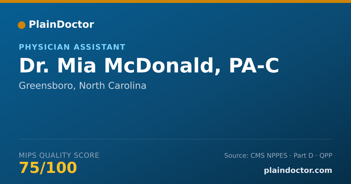 Shareable card for Mia McDonald, PA-C - Physician Assistant, Greensboro, NC