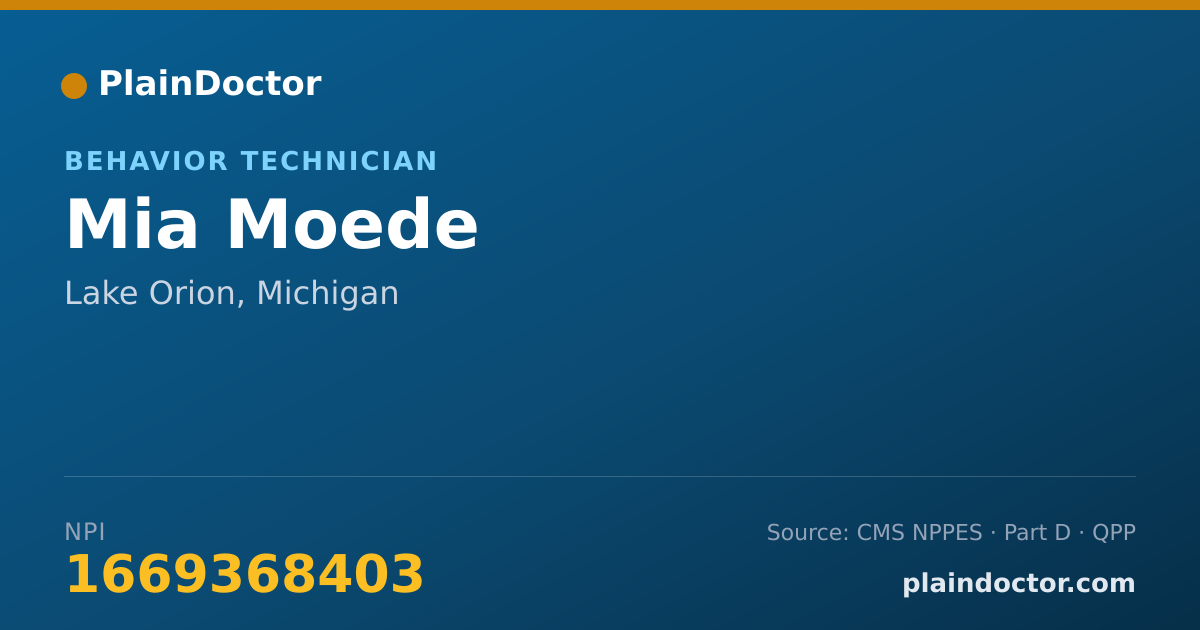 Shareable card for Mia Moede - Behavior Technician, Lake Orion, MI