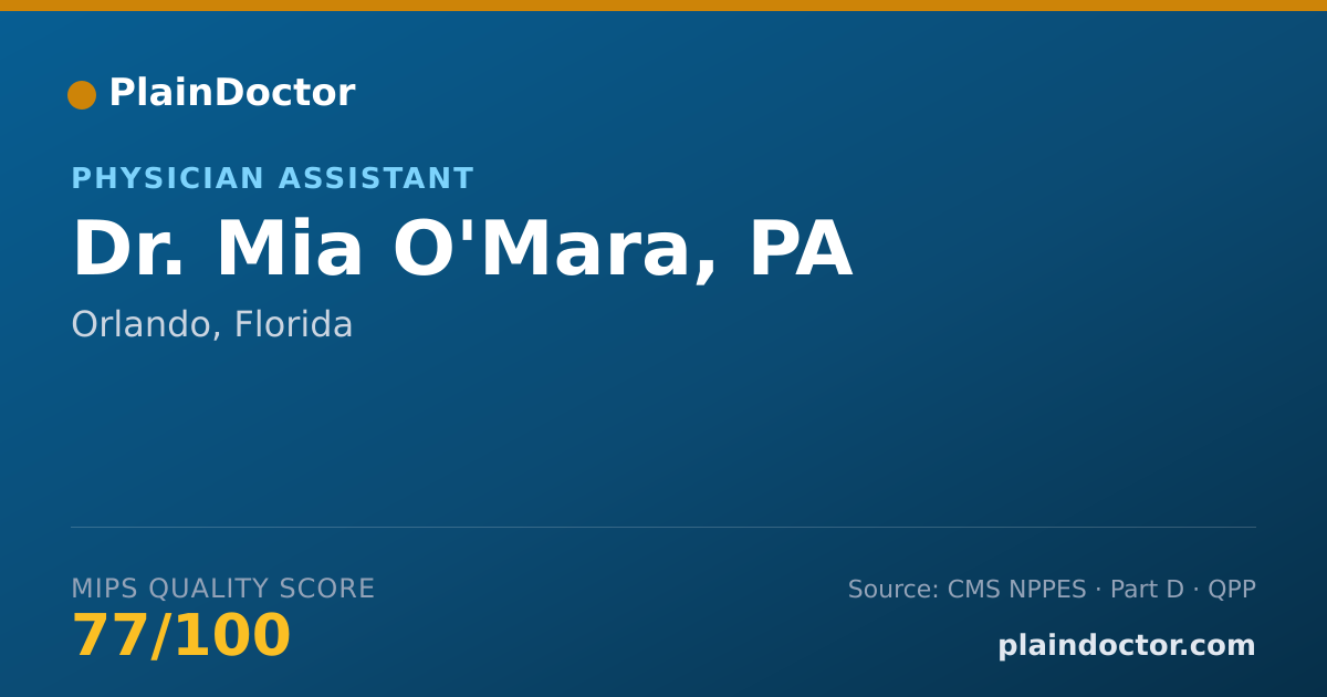Shareable card for Mia O'Mara, PA - Physician Assistant, Orlando, FL
