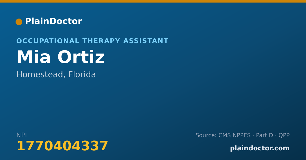 Shareable card for Mia Ortiz - Occupational Therapy Assistant, Homestead, FL