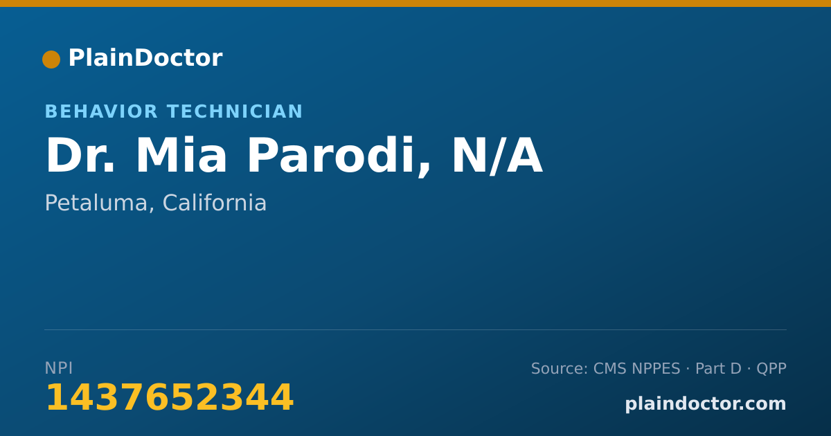 Shareable card for Mia Parodi, N/A - Behavior Technician, Petaluma, CA