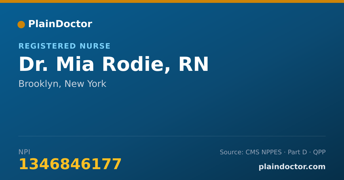 Shareable card for Mia Rodie, RN - Registered Nurse, Brooklyn, NY