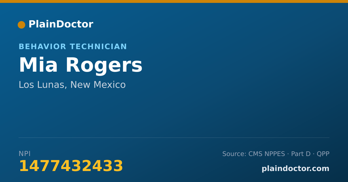 Shareable card for Mia Rogers - Behavior Technician, Los Lunas, NM