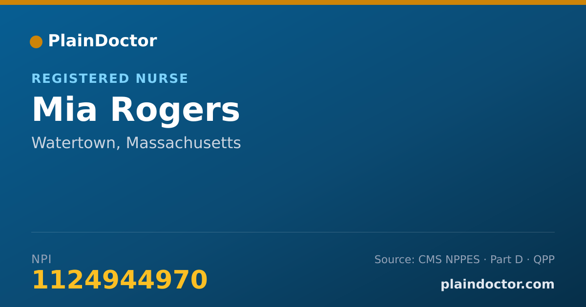 Shareable card for Mia Rogers - Registered Nurse, Watertown, MA