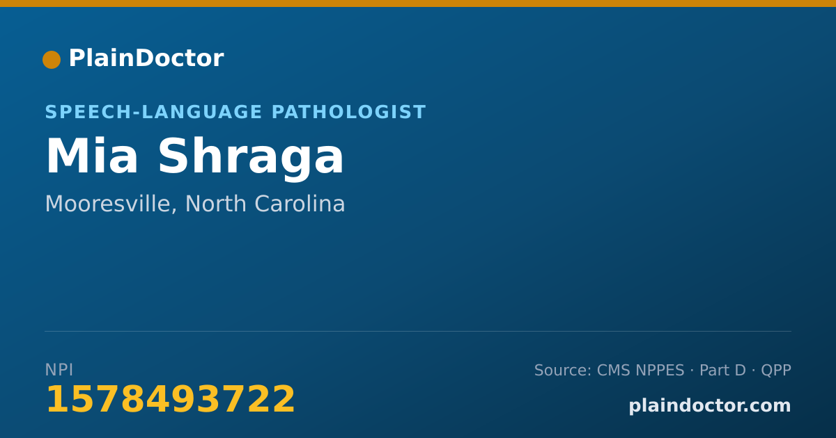 Shareable card for Mia Shraga - Speech-Language Pathologist, Mooresville, NC