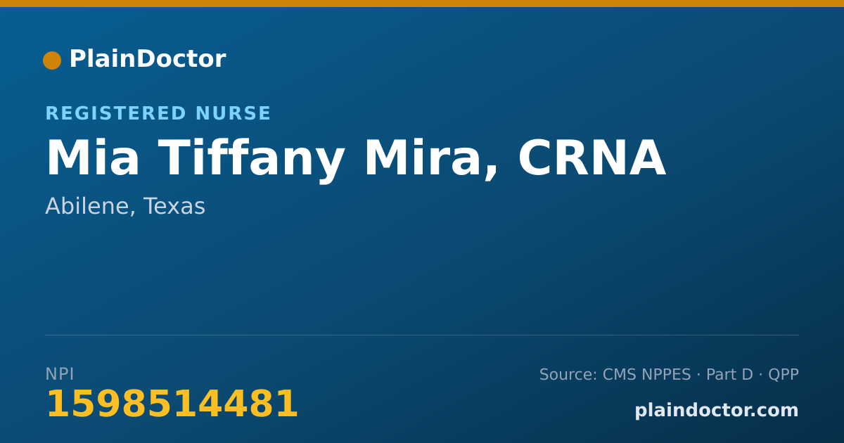 Shareable card for Mia Tiffany Mira, CRNA - Registered Nurse, Abilene, TX