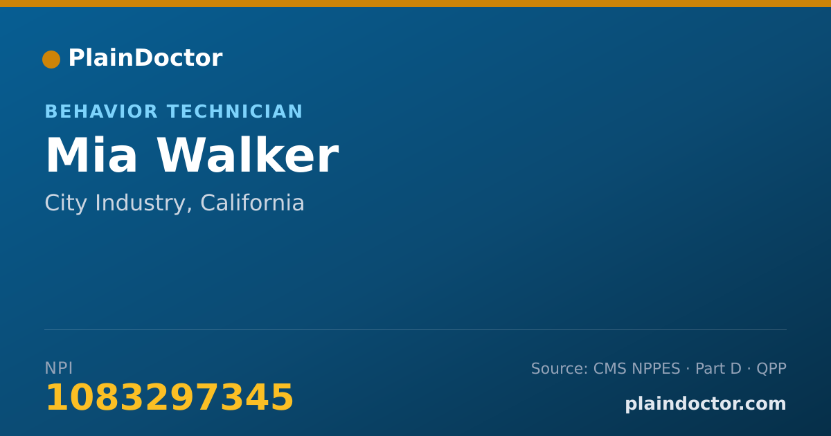 Shareable card for Mia Walker - Behavior Technician, City Industry, CA