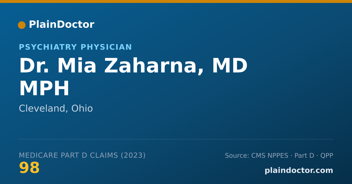 Shareable card for Mia Zaharna, MD MPH - Psychiatry Physician, Cleveland, OH