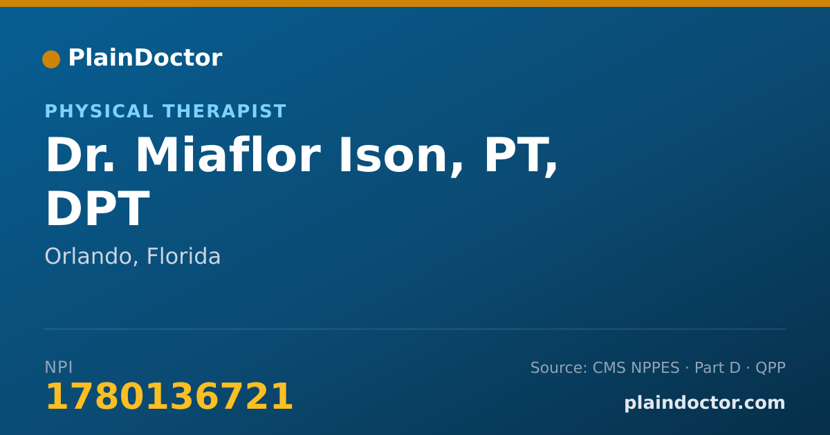Shareable card for Miaflor Ison, PT, DPT - Physical Therapist, Orlando, FL