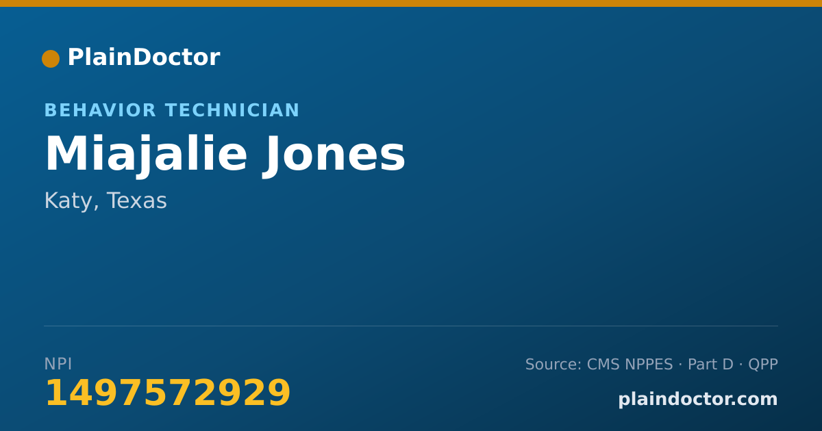 Shareable card for Miajalie Jones - Behavior Technician, Katy, TX
