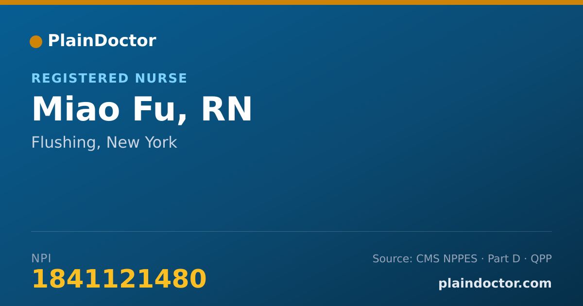 Shareable card for Miao Fu, RN - Registered Nurse, Flushing, NY