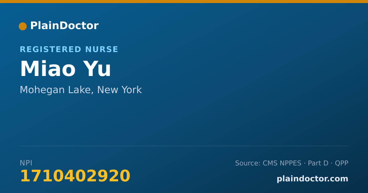 Shareable card for Miao Yu - Registered Nurse, Mohegan Lake, NY