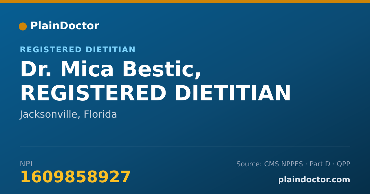 Shareable card for Mica Bestic, REGISTERED DIETITIAN - Registered Dietitian, Jacksonville, FL