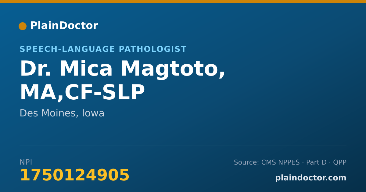 Shareable card for Mica Magtoto, MA,CF-SLP - Speech-Language Pathologist, Des Moines, IA
