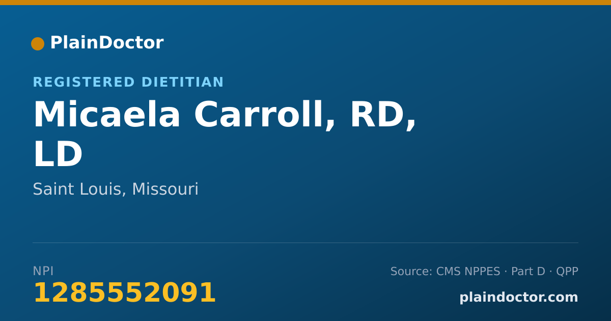 Shareable card for Micaela Carroll, RD, LD - Registered Dietitian, Saint Louis, MO