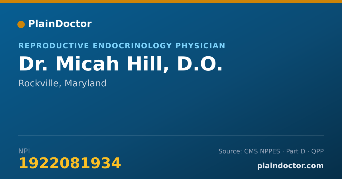 Shareable card for Micah Hill, D.O. - Obstetrics & Gynecology Physician, Rockville, MD