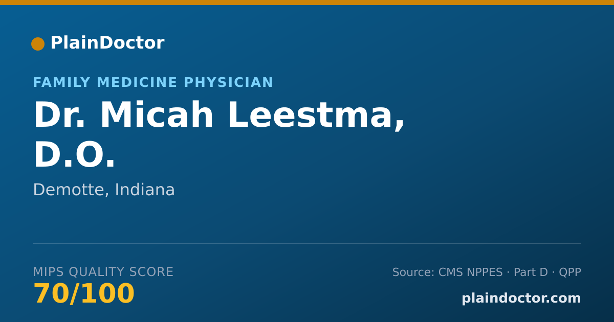 Shareable card for Micah Leestma, D.O. - Family Medicine Physician, Demotte, IN