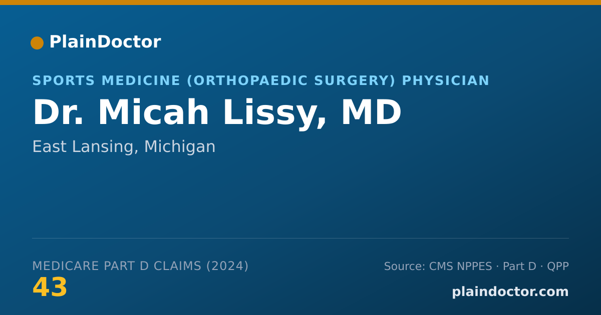 Shareable card for Micah Lissy, MD - Sports Medicine (Orthopaedic Surgery) Physician, East Lansing, MI