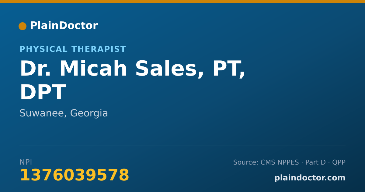 Shareable card for Micah Sales, PT, DPT - Physical Therapist, Suwanee, GA