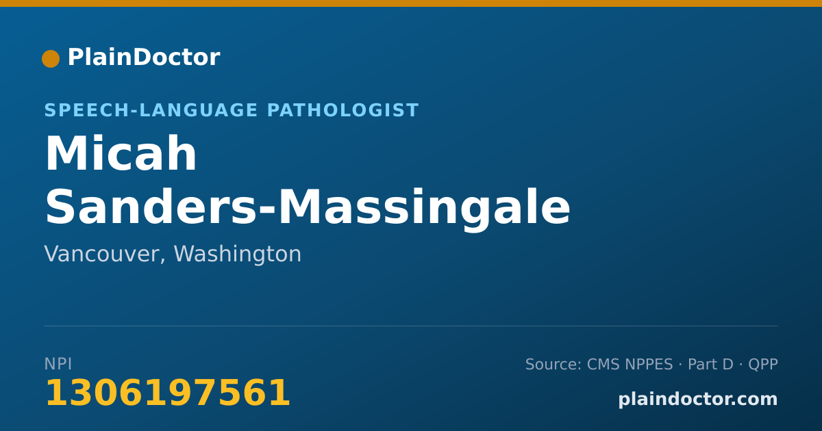 Shareable card for Micah Sanders-Massingale - Speech-Language Pathologist, Vancouver, WA