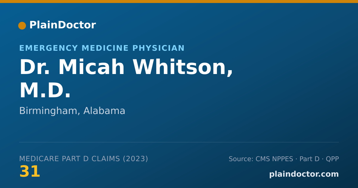 Shareable card for Micah Whitson, M.D. - Emergency Medicine Physician, Birmingham, AL