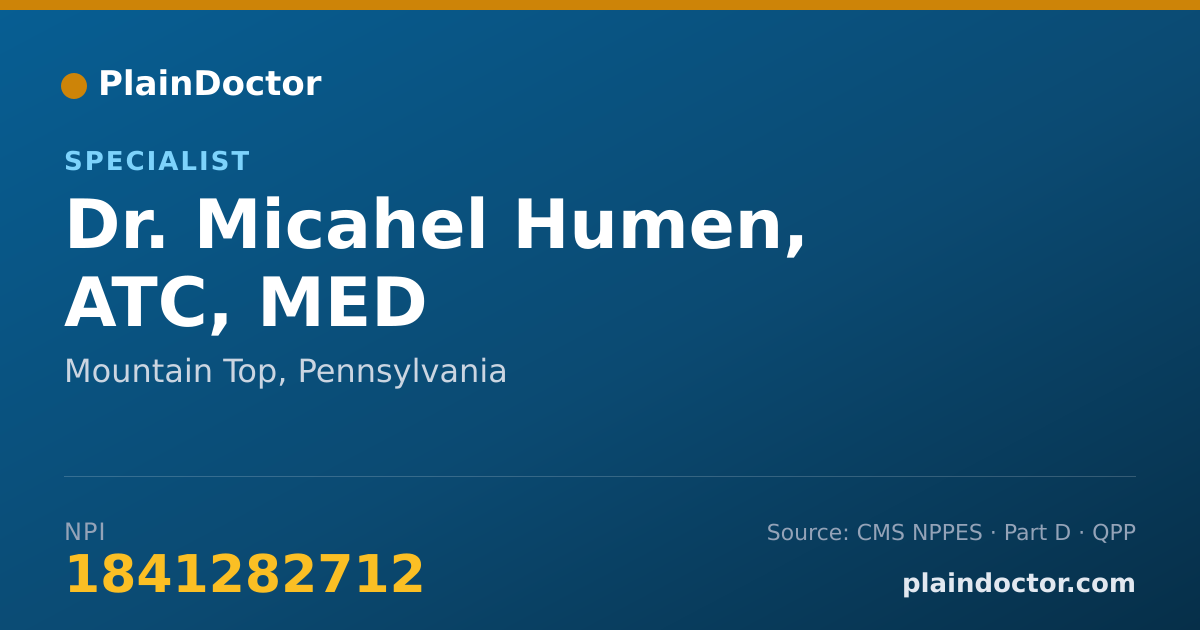 Shareable card for Micahel Humen, ATC, MED - Specialist, Mountain Top, PA