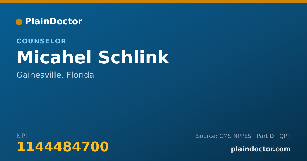 Shareable card for Micahel Schlink - Counselor, Gainesville, FL