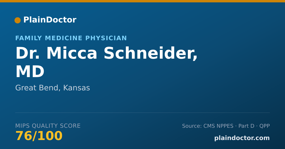 Shareable card for Micca Schneider, MD - Family Medicine Physician, Great Bend, KS