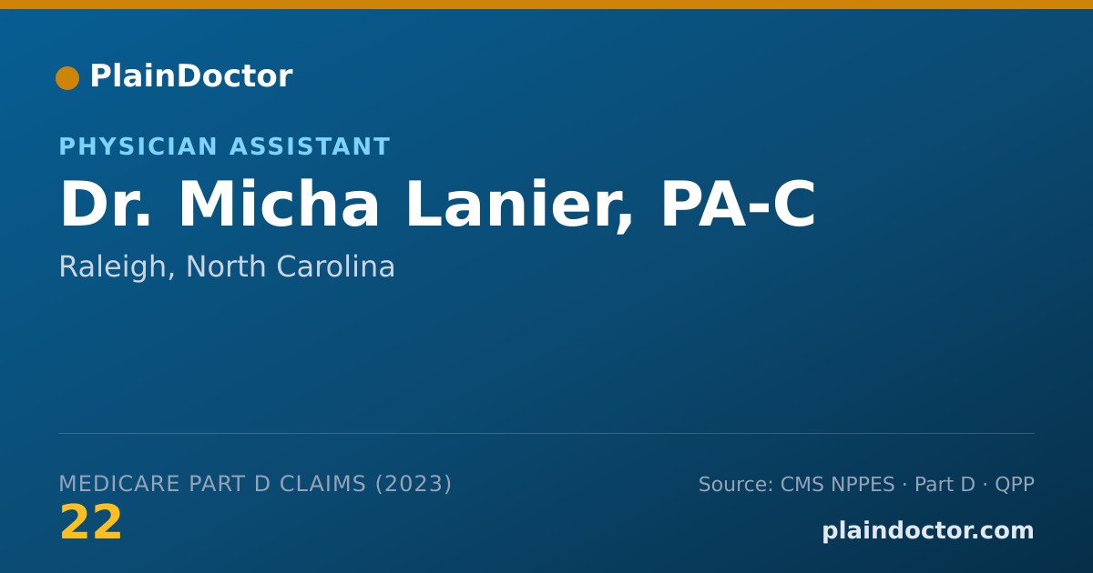 Shareable card for Micha Lanier, PA-C - Physician Assistant, Raleigh, NC